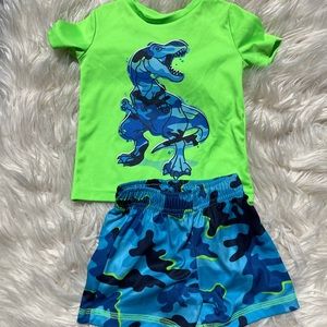 Jumping Beans Baby Two Piece Dinosaur and Camouflage Shirt and Shorts